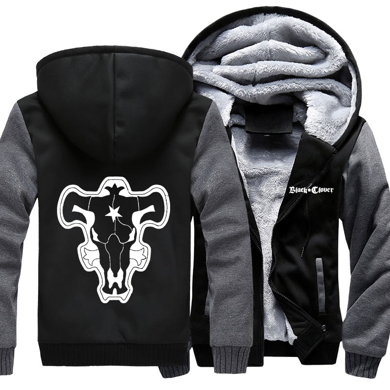 Black Bulls Black Clover US Size Zipper Hoodie Coat - Assorted Colors