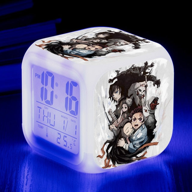 Demon Slayer Digital Alarm Clock with 7 Colors Glowing Led