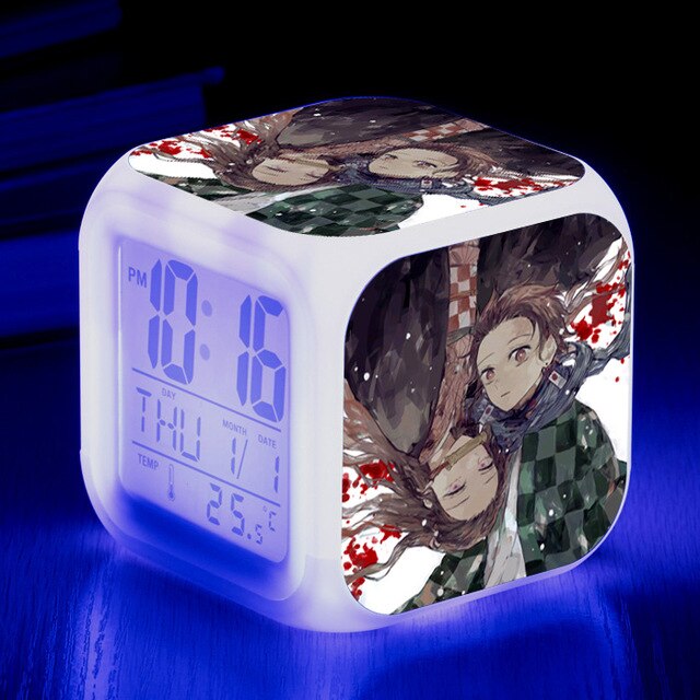 Demon Slayer Digital Alarm Clock with 7 Colors Glowing Led