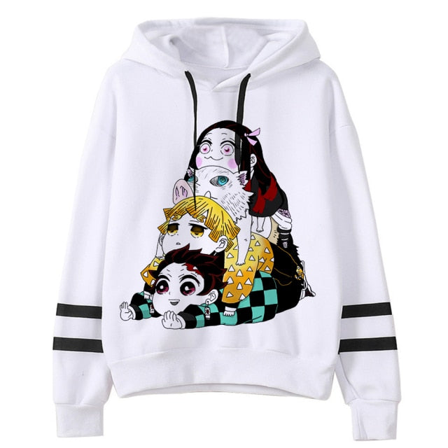 Demon Slayer Hooded Sweatshirt w/ Striped Sleeves - 20 Different Styles