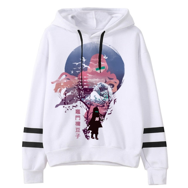 Demon Slayer Hooded Sweatshirt w/ Striped Sleeves - 20 Different Styles