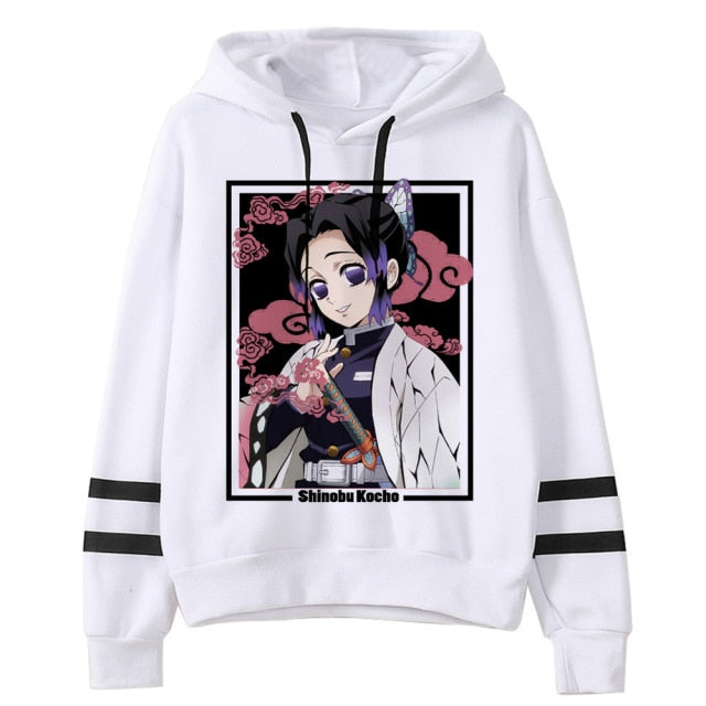 Demon Slayer Hooded Sweatshirt w/ Striped Sleeves - 20 Different Styles