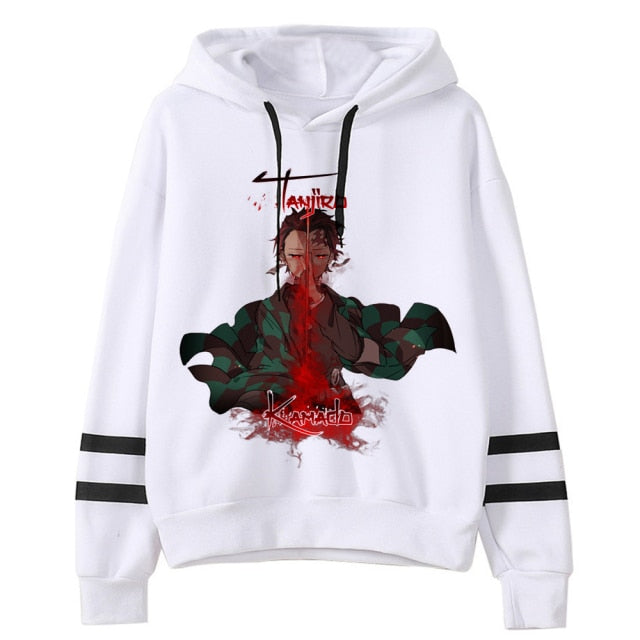 Demon Slayer Hooded Sweatshirt w/ Striped Sleeves - 20 Different Styles