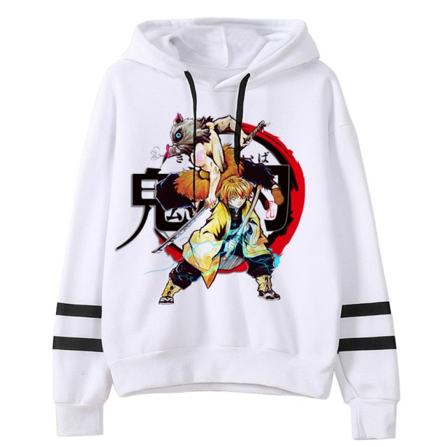 Demon Slayer Hooded Sweatshirt w/ Striped Sleeves - 20 Different Styles