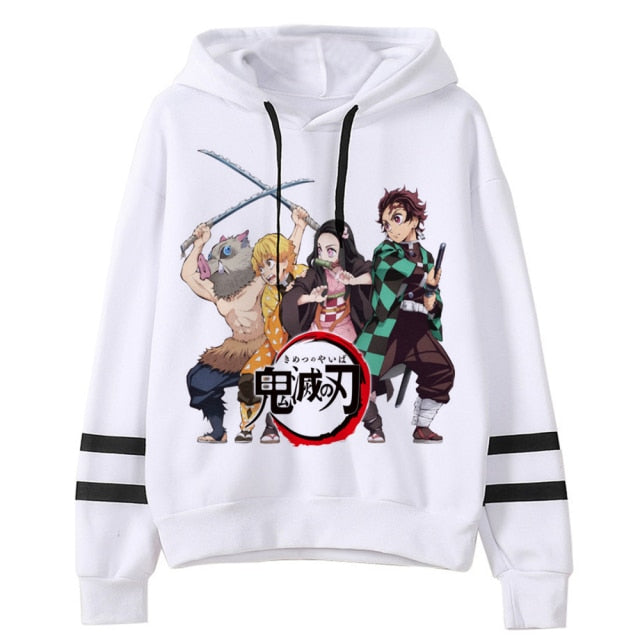 Demon Slayer Hooded Sweatshirt w/ Striped Sleeves - 20 Different Styles