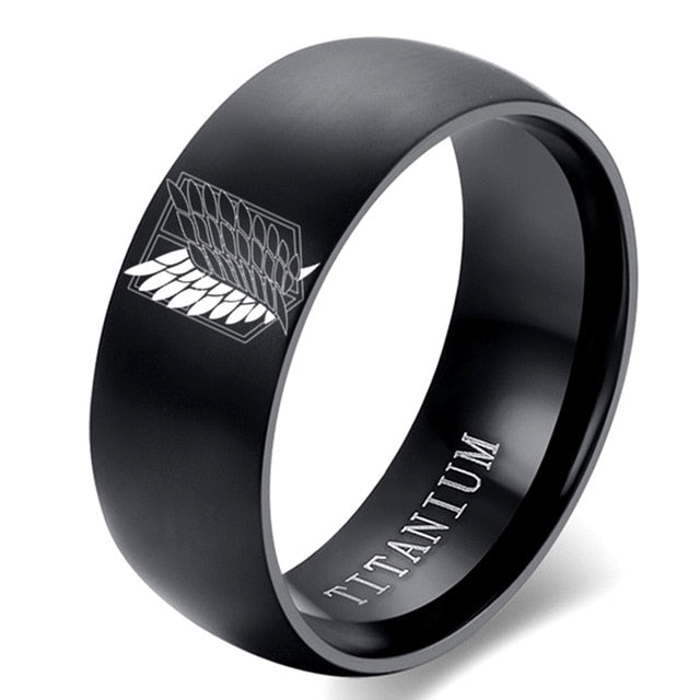Attack on Titan Wings Of Liberty Flag Black Stainless Steel Ring