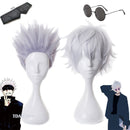 Gojo Satoru Cosplay Wigs Anime Jujutsu Kaisen Gojo Short Heat Resistant Synthetic Hair with Wig Cap Party Wig Without Eye Patch